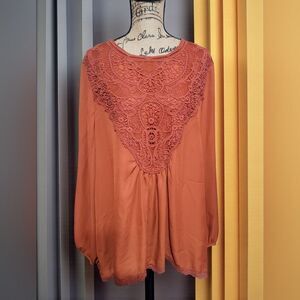 ODDY Terracotta Lace Blouse NWT SZ 3XL